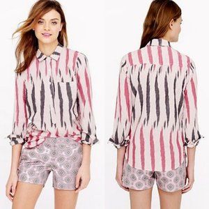J Crew • Pink Ikat Cotton Popover Shirt